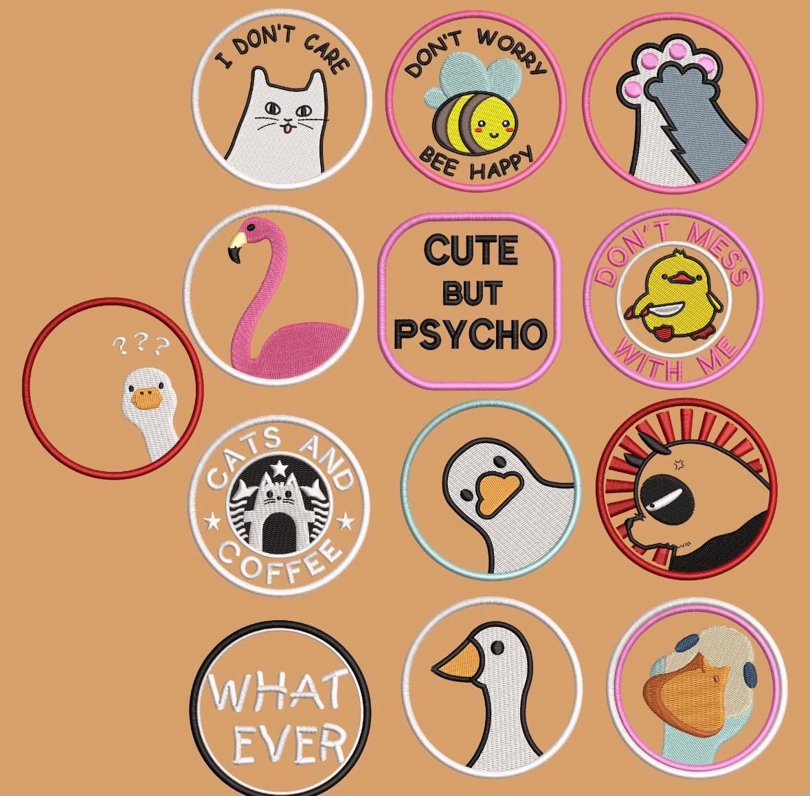 Digitised round patch designs in a soft palette