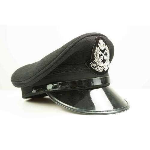 Black service cap with silver crest