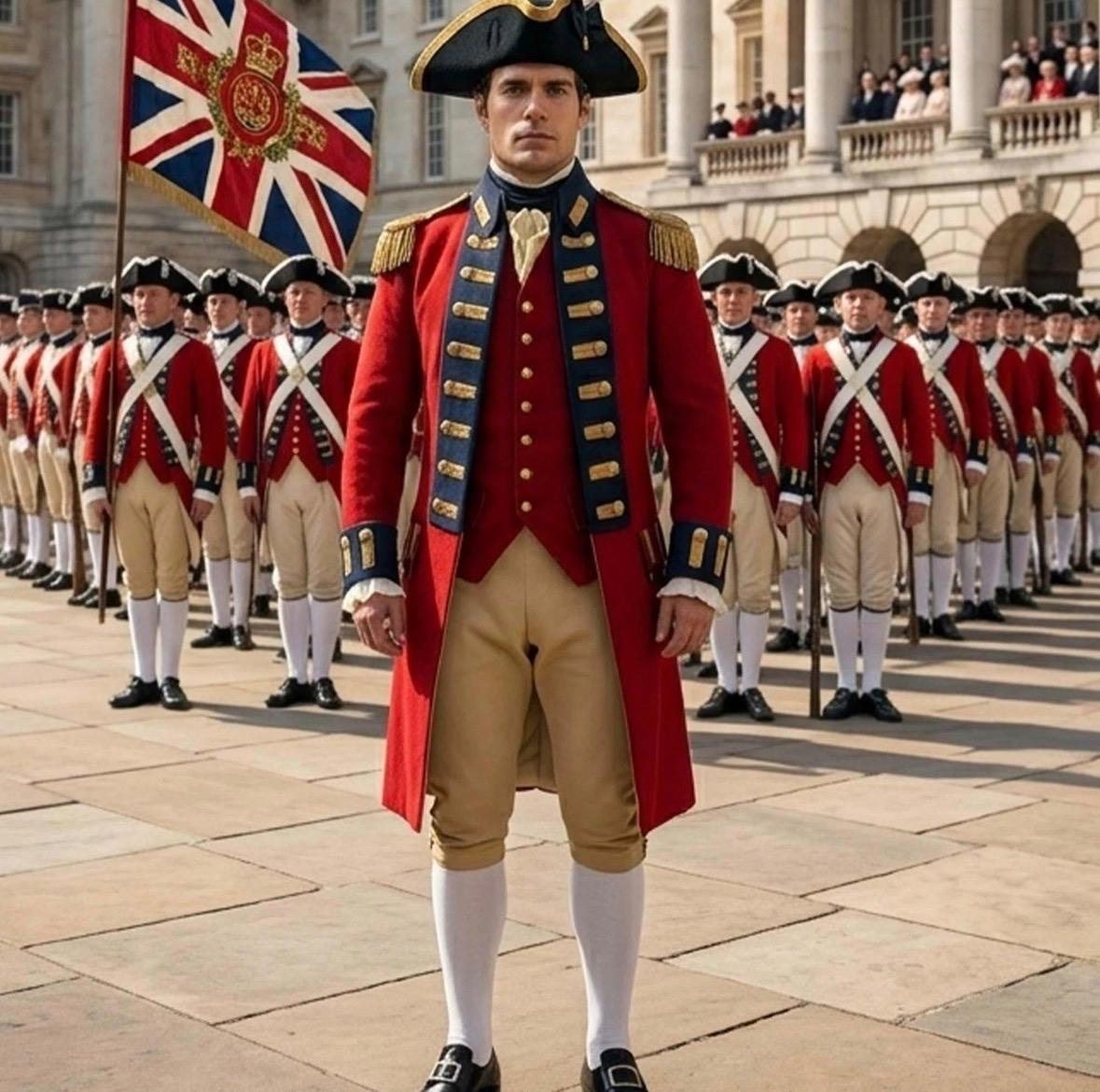 Historical officer uniform with tricorn and epaulettes