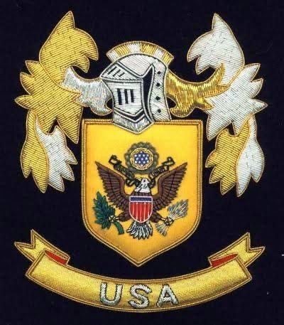 Eagle shield crest with knight helm and mantling