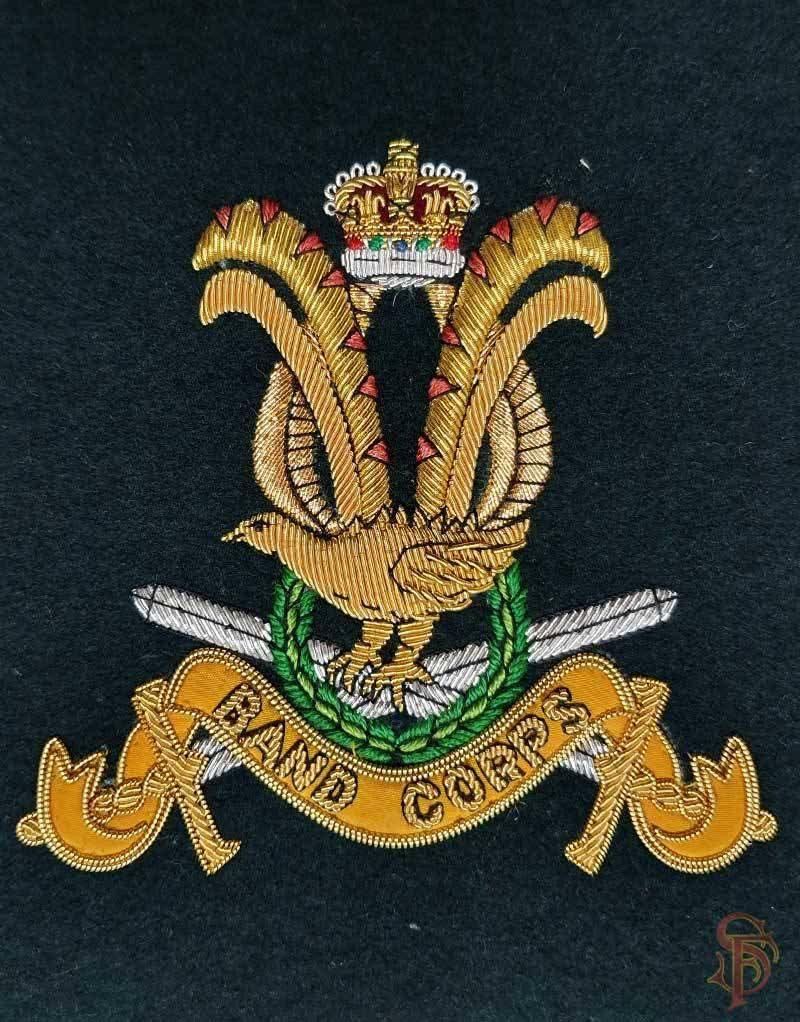 Band corps crest with feathers, crown and scroll