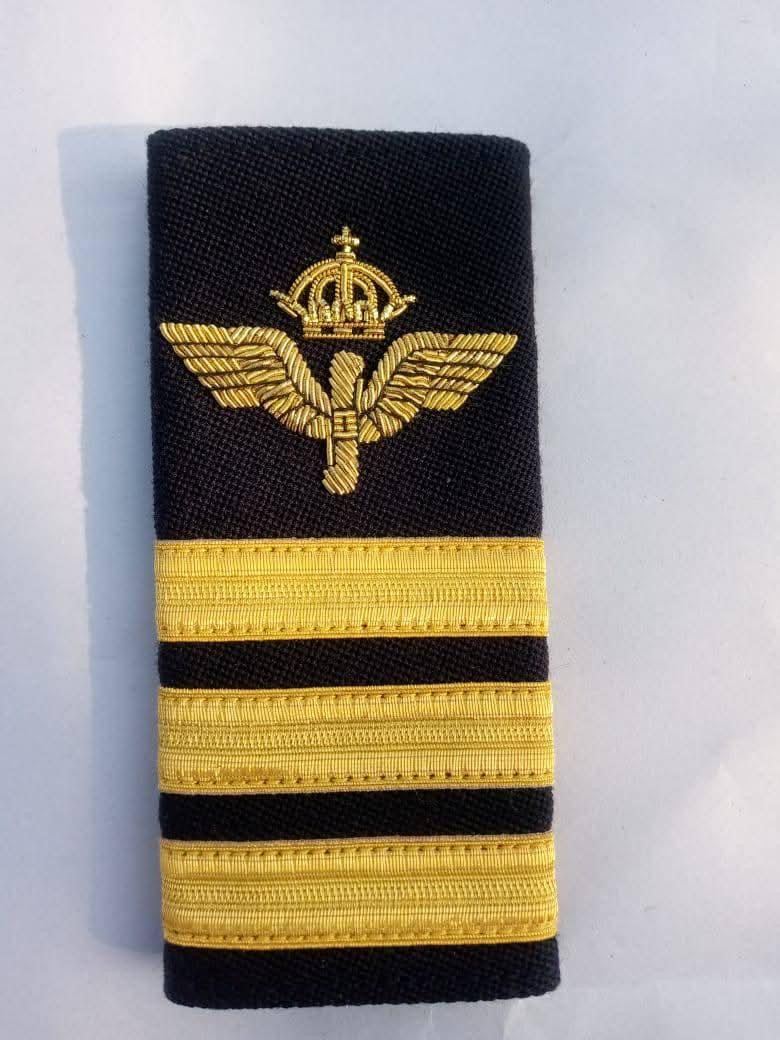 Crown and wings rank slide with three gold bars